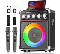 BOGO Free at Bundle! Máquina de karaoke para adultos, altavoz Bluetooth portátil de 24 horas con 2 micrófonos inalámbricos, TWS, Bluetooth 5.3, aumento de graves/agudos para cantar al aire libre
