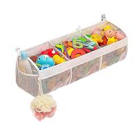 Bogoro Bolsa de Juguetes de Baño Almacenamiento Clasificado de Tres Compartimentos de Gran Capacidad a Prueba de Humedad y Secado Rápido Organizador de Juguetes Infantil con 4 Ganchos (Blanco)