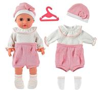 Bogoro Ropa Muñecas para Bebe Muñeco 35-43cm Ropa Muñecas Bebé Mono Calcetines y Percha Ropa Muñeca para Bebé Compatible con Baby Born (Rosa-Blanco)