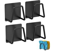 Bogoro Soporte Estropajos 4 Unidades Porta Esponja Autoadhesivo Gancho Esponja Acero Inoxidable con Adhesivo 3M Soporte Estropajo Cocina para Fregadero Gancho Adhesivo (Negro)