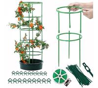 Bogoro Soportes para Plantas de Jardín Set de 4 con Clips para Plantas 18 Pcs, Alambre de Enrollo de 20 Metros 1 Pcs, Ataduras de Cable 12 Pcs, Soporte Plantas Trepadoras Enrejado Tomate Pepino