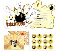 Bogoro Tarjetas invitaciónbolos cumpleaños infantil Tarjetas invitación bolos con 12 invitaciones fiesta bolos 12 sobres 12 piezas pegatinas para fiesta cumpleaños fiesta infantil