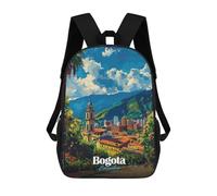Bogota, Colombia Cityscape Illustration Mochila, Mochila Escolar Impresa En 3D, Bolsa Para El Almuerzo Escolar, Mochila De Viaje, Mochila Para Amigos, Mochila Escolar Para Niñas Y Niños 17inch