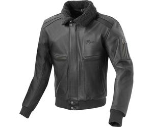 Bogotto Aviator Chaqueta de cuero para motocicleta, negro, Talla 48
