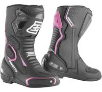 Bogotto Carta Race Botas de moto perforadas para damas, negro/blanco/rosa, Talla 36