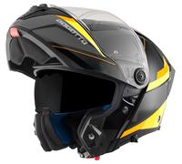 Bogotto FF404 Ezion Casco abatible, negro/amarillo, Talla M (57/58)