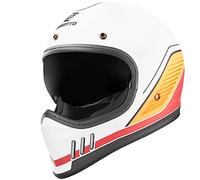 Bogotto FF980 EX-R Casco Caferacer Cross, blanco-rojo-amarillo, tamaño L para Hombres