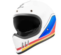 Bogotto FF980 EX-R Casco Caferacer Cross, blanco-rojo-azul, tamaño XL para Hombres