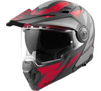 Bogotto FG-102 Safari Casco abatible de fibra de vidrio para enduro, negro-gris-rojo, tamaño M para Mujer