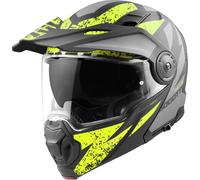 Bogotto FG-102 Safari Casco abatible de fibra de vidrio para enduro, negro mate/gris/amarillo, Talla XL