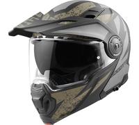 Bogotto FG-102 Safari Casco abatible de fibra de vidrio para enduro, negro mate/gris/marrón, Talla XS