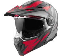 Bogotto FG-102 Safari Casco da Enduro in Fibra di vetro, Nero Opaco/Grigio/Rosso, L