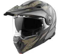 Bogotto FG-102 Safari Casco abatible de fibra de vidrio para enduro, negro mate/gris/marrón, Talla XL (61/62)