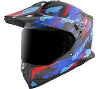 Bogotto FG-601 Sniper Casco de enduro de fibra de vidrio, negro mate/rojo/azul, Talla M (57/58)