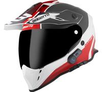 Bogotto H331 BT Tour EVO Bluetooth Casco de enduro, negro-blanco-rojo, tamaño S para Mujer