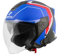 Bogotto H586 BT Illus Casco jet Bluetooth, negro-rojo-azul, tamaño XL para Hombres