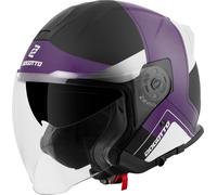Bogotto H586 City-B Casco Jet, negro-blanco-lila, tamaño M para Mujer