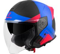 Bogotto H586 City-B Casco Jet, negro mate/rojo/azul, Talla XS