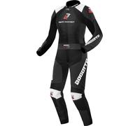 Bogotto Losail Traje de cuero de motocicleta de dos piezas para mujer, negro-blanco, tamaño 42