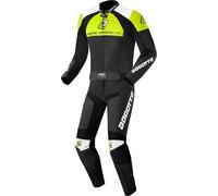 Bogotto Losail Wo Piece Moto Moto Traje de Cuero, Negro/Blanco/Amarillo, Talla 50