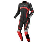 Bogotto Misano Mono de cuero para damas de dos piezas, negro/rojo, Talla 36