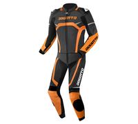 Bogotto Misano Moto de cuero de dos piezas, negro-naranja, tamaño 50 para Hombres