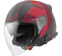 Bogotto V586 Detri BT Casco Bluetooth Jet, negro-rojo, tamaño XS para Hombres