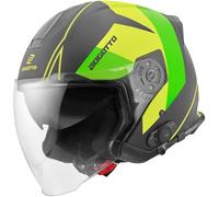 Bogotto V586 Detri BT Casco Bluetooth Jet, Nero/Verde, M