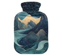 BOH Mountain Scene - Botellas de agua caliente con cubierta suave, bolsa de agua caliente de 1 litro para calentador de abdomen