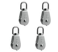 Bohaner 4 piezas de acero inoxidable Shell polea bloques resistente sola polea bloque rueda giratoria cuerda de elevación