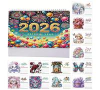 Bohany Calendario 2026 - Calendario planificador 2026 con pedrería, accesorio de oficina creativo y artesano | Regalo de Navidad para profesor y salón