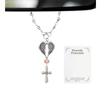 Bohany Cruz para coche, alas de ángel colgante de espejo retrovisor | Decoración cristiana para tiempo de oración Conducción Diaria Viaje por la Carretera Viaje por la Mañana Travesía Coche SUV