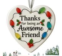 Bohany Decoración con forma de corazón de la amistad en forma de corazón | Adorno navideño de cerámica 3D artesanal para la amistad - Artículos para fiestas en la oficina, el dormitorio o la escuela