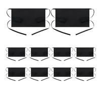 BOHARERS Delantal de cintura con 3 bolsillos, paquete de 10, delantal corto negro para camarera