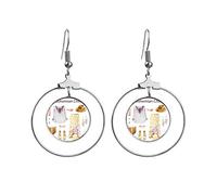 Bohe Mia Wind - Pendientes de aro colgantes pintados a mano
