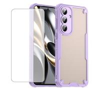 Bohefo Funda para Samsung Galaxy S25 FE 5G SM-S731B con protector de pantalla de vidrio templado, cubierta trasera translúcida esmerilada antideslizante para Samsung Galaxy S25 FE, color morado