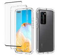 Bohefo Funda transparente compatible con Huawei P40 Pro, ELS-N04 ELS-NX9 con protector de pantalla de vidrio templado, lindo parachoques de cristal a prueba de golpes funda protectora para Huawei P40 Pro (transparente)