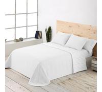 BOHEME Colcha Lisa Reversible Bordada Blanco Cama 90 cm - 180x270 cm