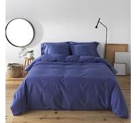 BOHEME Funda nórdica Lisa Azul Cama 120 cm - 200x200 cm, algodón 200 Hilos. Cierre con Botones.