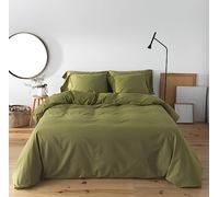 BOHEME Funda nórdica Lisa Verde Cama 150 cm - 240x220 cm, algodón 200 Hilos. Cierre con Botones.