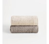 BOHEME | Juego de 2 Toallas Bicolor de Baño Grande Serenity | Natural y Nut | 2 (100x150) | 100% Algodón Peinado | 600 g/m² | Suaves, Absorbentes y de Secado Rápido | Lavables a Máquina | Uso Diario