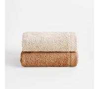 BOHEME | Juego de 2 Toallas Bicolor de Lavabo Serenity | Natural y Ginger| 2 (50x100) | 100% Algodón Peinado | 600 g/m² | Suaves, Absorbentes y de Secado Rápido | Lavables a Máquina | Uso Diario