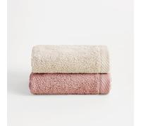 BOHEME | Juego de 2 Toallas Bicolor de Lavabo Serenity | Salmón y Natural | 2 (50x100) | 100% Algodón Peinado | 600 g/m² | Suaves, Absorbentes y de Secado Rápido | Lavables a Máquina | Uso Diario