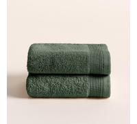 BOHEME | Juego de 2 Toallas de Lavabo Harmony |Verde Oscuro | 50x100 cm | 100% Algodón Zero Twist | 600 g/m² | Suaves, Absorbentes y de Secado Rápido | Lavables a Máquina | Uso Diario