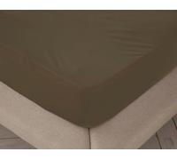 BOHEME Sábana Bajera Ajustable Lisa Chocolate Cama 135 cm - 135x190/200 cm, 100% algodón.