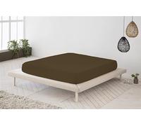 BOHEME Sábana Bajera Ajustable Lisa Chocolate Cama 160 cm - 160x190/200 cm, 100% algodón.