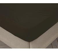 BOHEME Sábana Bajera Ajustable Lisa Negro Cama 90 cm - 90x190/200 cm, 100% algodón.