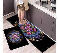 Bohemia 2 Piezas Alfombras Cocina, Patrón Mandala Geométrico Antifatiga Tapete de Cocina para Piso Salón Alfombra de Cocina - 43x75+43x150cm