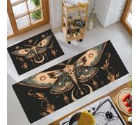Bohemia 2 Piezas Alfombras Cocina, Polilla Estrella Misteriosa Antifatiga Tapete de Cocina para Piso Salón Alfombra de Cocina - 40x60+40x120cm