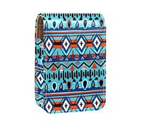 Bohemia Boho Tribe - Estuche portátil para pintalabios para viajes, mini caja de almacenamiento de lápiz labial con espejo para mujeres y mujeres, bolsa de cosméticos de cuero, Varios colores, 9.5x2x7 cm/3.7x0.8x2.7 in